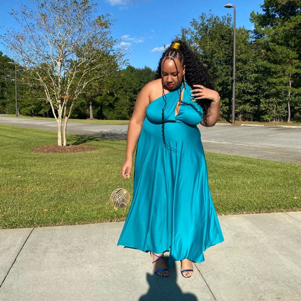 Cyan blue formal dress